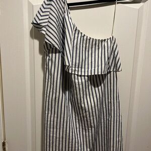 One Shoulder Striped Dress